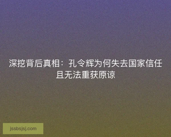 深挖背后真相：孔令辉为何失去国家信任且无法重获原谅